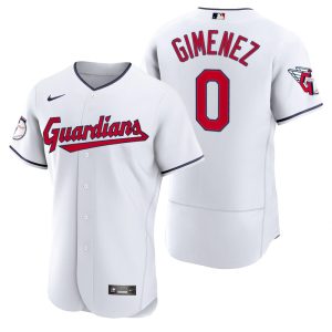 Outstanding Cleveland Guardians #0 Andres Gimenez White Men's Nike 2022 Authentic Home MLB Jersey