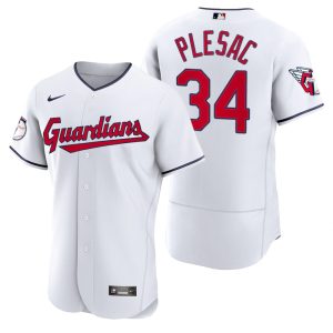 HighQuality Cleveland Guardians #34 Zach Plesac White Men's Nike 2022 Authentic Home MLB Jersey