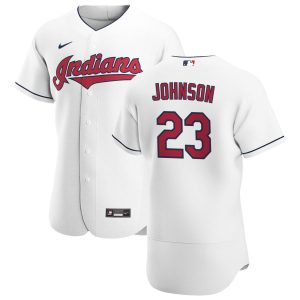 Delightful Cleveland Guardians #23 Daniel Johnson Men's Nike White Home 2020 Authentic Team MLB Jersey