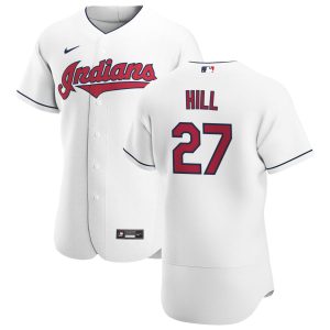 Impressive Cleveland Guardians #27 Cam Hill Men's Nike White Home 2020 Authentic Team MLB Jersey