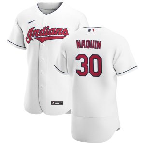 Delightful Cleveland Guardians #30 Tyler Naquin Men's Nike White Home 2020 Authentic Team MLB Jersey