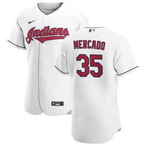 Fantastic Cleveland Guardians #35 Oscar Mercado Men's Nike White Home 2020 Authentic Team MLB Jersey