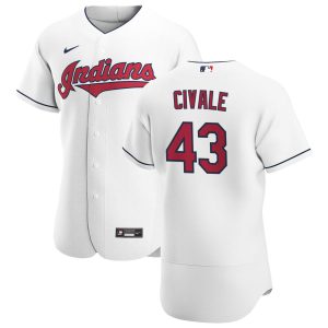 Delightful Cleveland Guardians #43 Aaron Civale Men's Nike White Home 2020 Authentic Team MLB Jersey