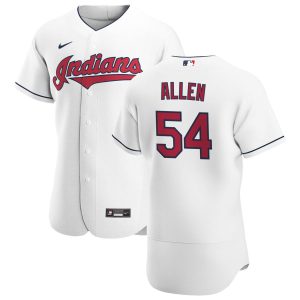 Exceptional Cleveland Guardians #54 Logan Allen Men's Nike White Home 2020 Authentic Team MLB Jersey