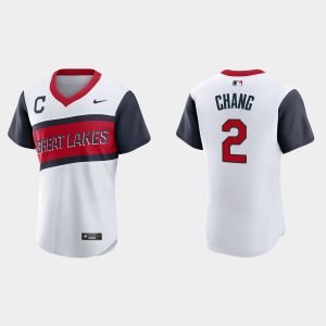 Fantastic Cleveland Guardians #2 Yu Chang Men's Nike White 2021 Little League Class Authentic MLB Jersey