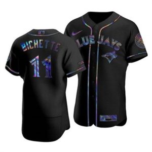 Superb Toronto Blue Jays #11 Bo Bichette Men's Nike Iridescent Holographic Collection MLB Jersey   Black