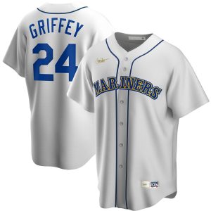 Stunning Seattle Mariners #24 Ken Griffey Jr. Nike Home Cooperstown Collection Player MLB Jersey White