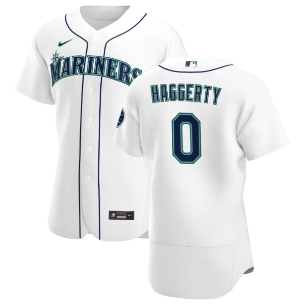 Stunning Seattle Mariners #0 Sam Haggerty Men's Nike White Home 2020 Authentic Player MLB Jersey
