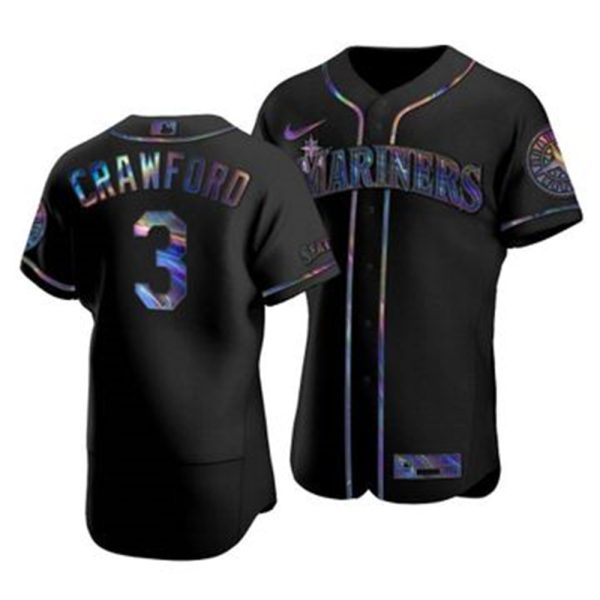 Amazing Seattle Mariners #3 J.P. Crawford Men's Nike Iridescent Holographic Collection MLB Jersey Black