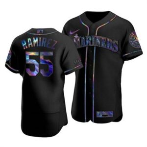 HighQuality Seattle Mariners #55 Yohan Ramirez Men's Nike Iridescent Holographic Collection MLB Jersey   Black