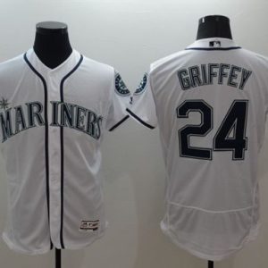 HighQuality Mariners #24 Ken Griffey White Flexbase Authentic Collection Stitched MLB Jersey