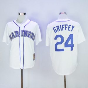 Delightful Mariners #24 Ken Griffey White Cooperstown 2016 Hall Of Fame Patch Stitched MLB Jersey