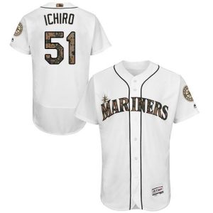 Impressive Mariners #51 Ichiro Suzuki White Flexbase Authentic Collection Memorial Day Stitched MLB Jersey