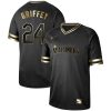 Stunning Nike Mariners #24 Ken Griffey Black Gold Authentic Stitched MLB Jersey