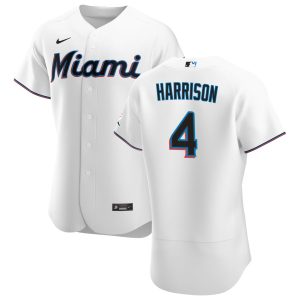 Amazing Miami Marlins #4 Monte Harrison Men's Nike White Home 2020 Authentic Player MLB Jersey