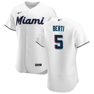 Stunning Miami Marlins #5 Jon Berti Men's Nike White Home 2020 Authentic Player MLB Jersey