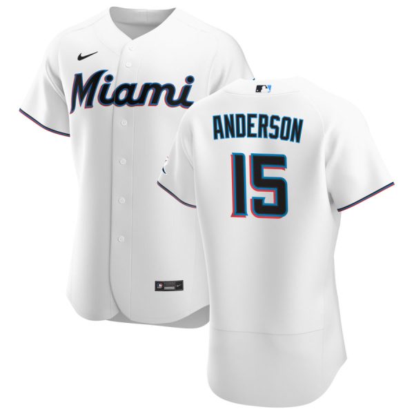 Impressive Miami Marlins #15 Brian Anderson Men's Nike White Home 2020 Authentic Player MLB Jersey