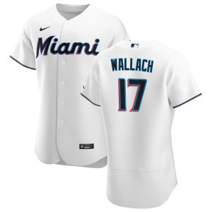 Exceptional Miami Marlins #17 Chad Wallach Men's Nike White Home 2020 Authentic Player MLB Jersey