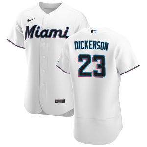 Stunning Miami Marlins #23 Corey Dickerson Men's Nike White Home 2020 Authentic Player MLB Jersey