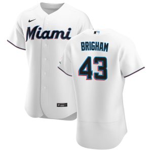 Superb Miami Marlins #43 Jeff Brigham Men's Nike White Home 2020 Authentic Player MLB Jersey