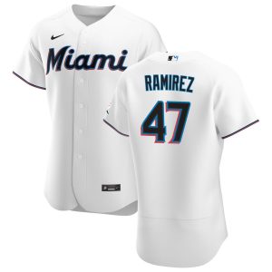 Delightful Miami Marlins #47 Harold Ramirez Men's Nike White Home 2020 Authentic Player MLB Jersey