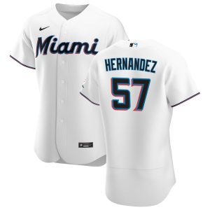Stunning Miami Marlins #57 Elieser Hernandez Men's Nike White Home 2020 Authentic Player MLB Jersey
