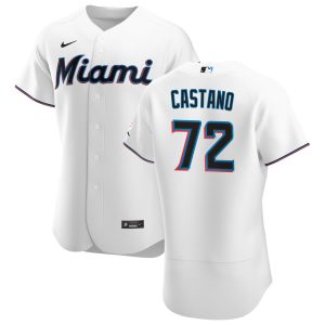 Delightful Miami Marlins #72 Daniel Castano Men's Nike White Home 2020 Authentic Player MLB Jersey