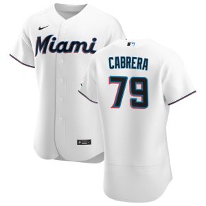 Outstanding Miami Marlins #79 Edward Cabrera Men's Nike White Home 2020 Authentic Player MLB Jersey
