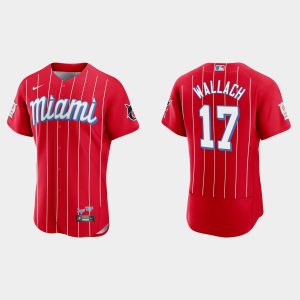 Delightful Miami Marlins #17 Chad Wallach Men's Nike 2021 City Connect Authentic MLB Jersey Red