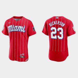 Fantastic Miami Marlins #23 Corey Dickerson Men's Nike 2021 City Connect Authentic MLB Jersey Red
