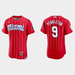 Fantastic Miami Marlins #9 Terry Pendleton Men's Nike 2021 City Connect Authentic MLB Jersey Red