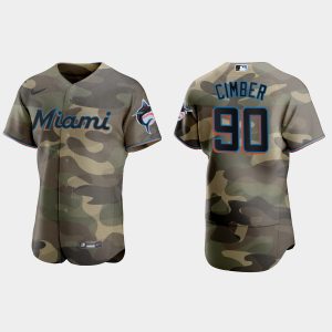 Amazing Miami Marlins #90 Adam Cimber Men's Nike 2021 Armed Forces Day Authentic MLB Jersey  Camo