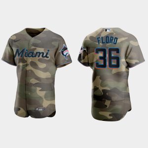 Exceptional Miami Marlins #36 Dylan Floro Men's Nike 2021 Armed Forces Day Authentic MLB Jersey  Camo