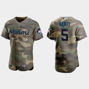 Fantastic Miami Marlins #5 Jon Berti Men's Nike 2021 Armed Forces Day Authentic MLB Jersey  Camo