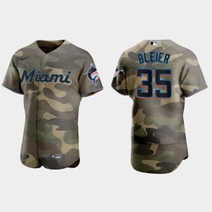 Superb Miami Marlins #35 Richard Bleier Men's Nike 2021 Armed Forces Day Authentic MLB Jersey  Camo