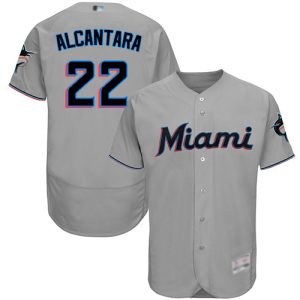 HighQuality marlins #22 Sandy Alcantara Grey Flexbase Authentic Collection Stitched MLB Jersey