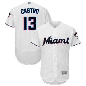 Superb marlins #13 Starlin Castro White Flexbase Authentic Collection Stitched MLB Jersey