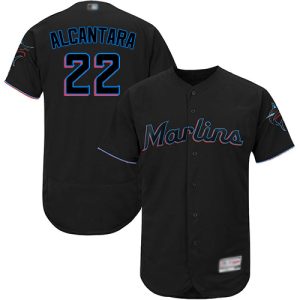 Stunning marlins #22 Sandy Alcantara Black Flexbase Authentic Collection Stitched MLB Jersey