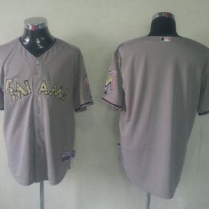 Amazing marlins Blank Grey USMC Cool Base Stitched MLB Jersey