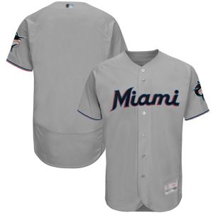 Outstanding marlins Blank Grey Flexbase Authentic Collection Stitched MLB Jersey