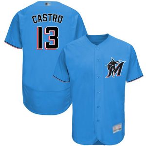 Amazing marlins #13 Starlin Castro Blue Flexbase Authentic Collection Stitched MLB Jersey