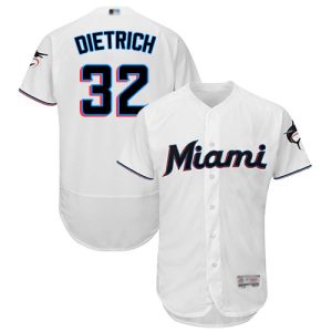 Outstanding marlins #32 Derek Dietrich White Flexbase Authentic Collection Stitched MLB Jersey