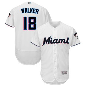 Delightful marlins #18 Neil Walker White Flexbase Authentic Collection Stitched MLB Jersey
