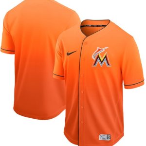 Premium Nike marlins Blank Orange Fade Authentic Stitched MLB Jersey