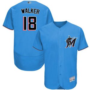 Amazing marlins #18 Neil Walker Blue Flexbase Authentic Collection Stitched MLB Jersey