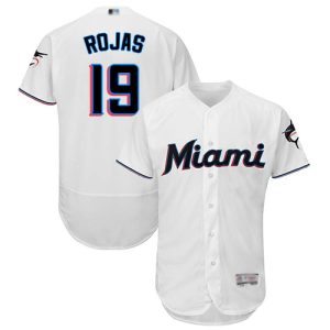 Superb marlins #19 Miguel Rojas White Flexbase Authentic Collection Stitched MLB Jersey