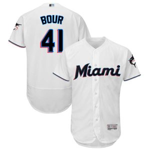 Superb marlins #41 Justin Bour White Flexbase Authentic Collection Stitched MLB Jersey