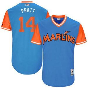 Amazing marlins #14 Martin Prado Blue Pratt Players Weekend Authentic Stitched MLB Jersey