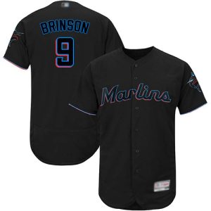 Outstanding marlins #9 Lewis Brinson Black Flexbase Authentic Collection Stitched MLB Jersey