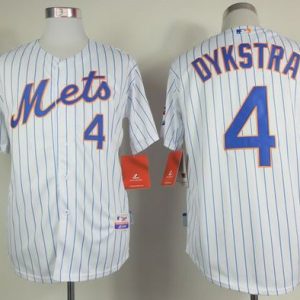 Superb Mets #4 Lenny Dykstra White(Blue Strip) Home Cool Base Stitched MLB Jersey